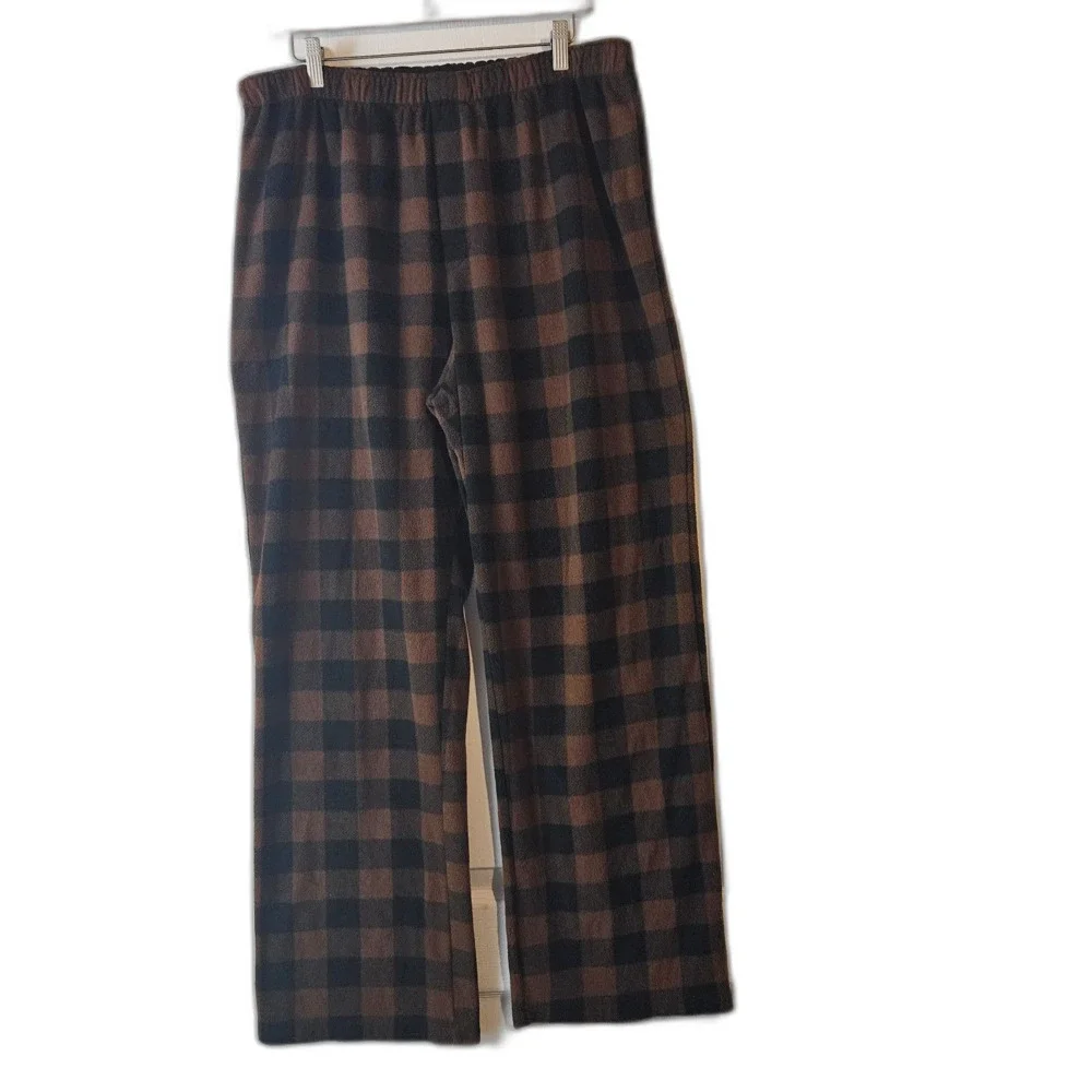 Skims Fleece Brown Plaid 2 peice Pajamas Size Large